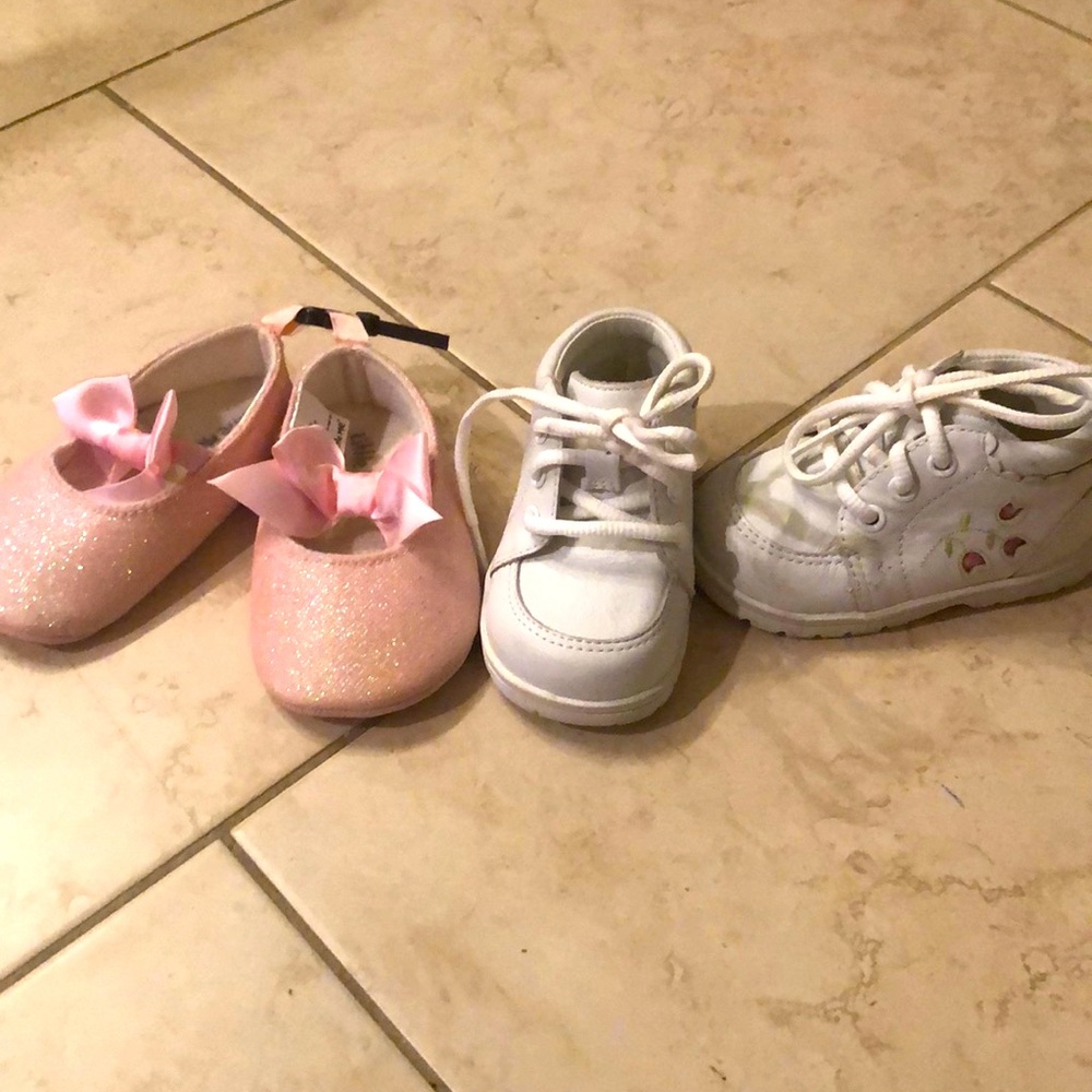 2 pairs size 3 baby girl shoes